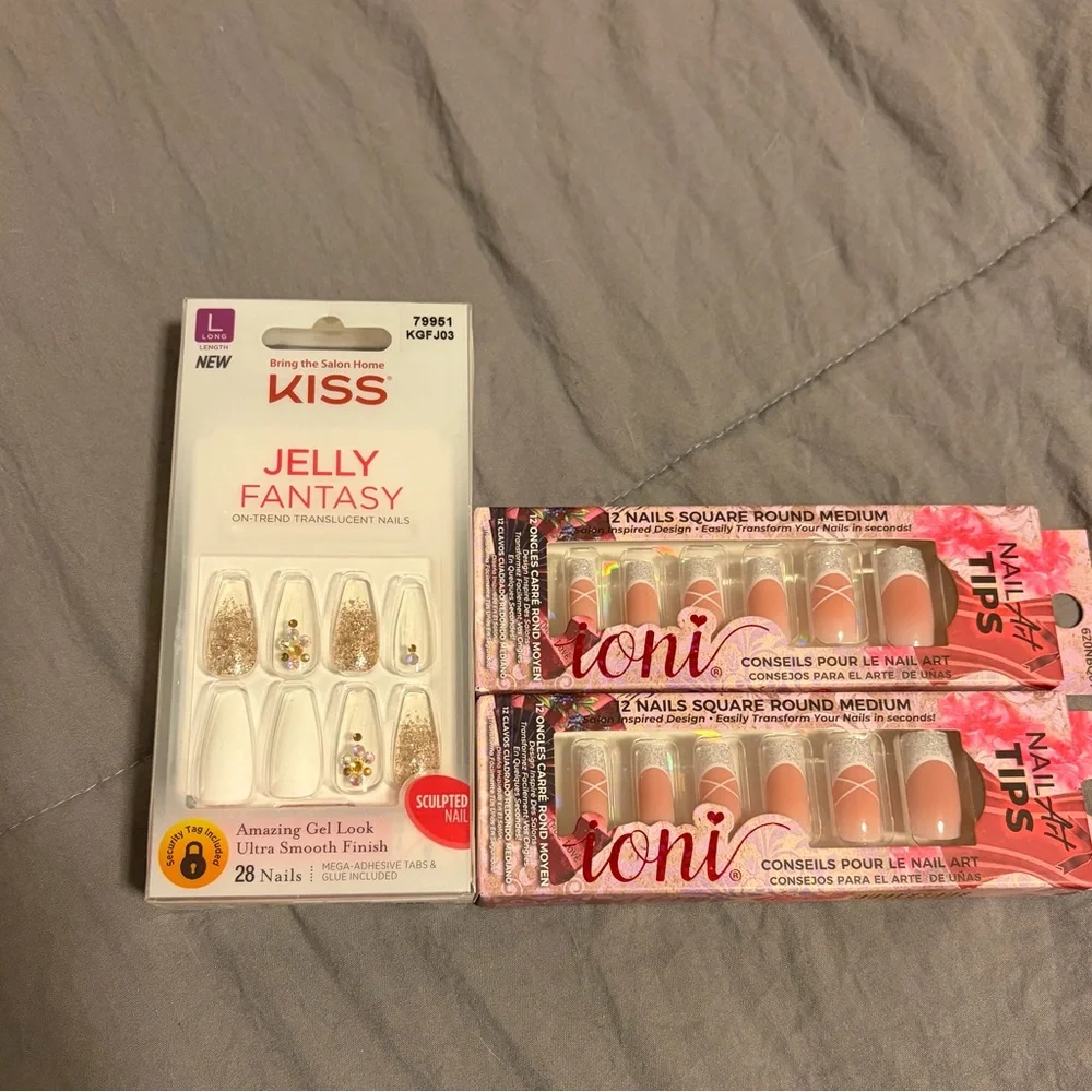 Kiss Jelly Fantasy Press-On Nails - Glitter and White